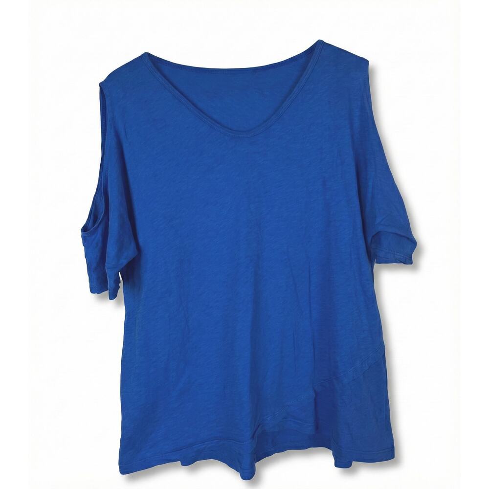Fresh Produce Women's M Coastal Resortwear Beach Boho Cotton Cold Shoulder Top